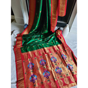 Women Pure Silk Maharani Kalanjai Paithani Saree Handloom Festive Wedding Royal